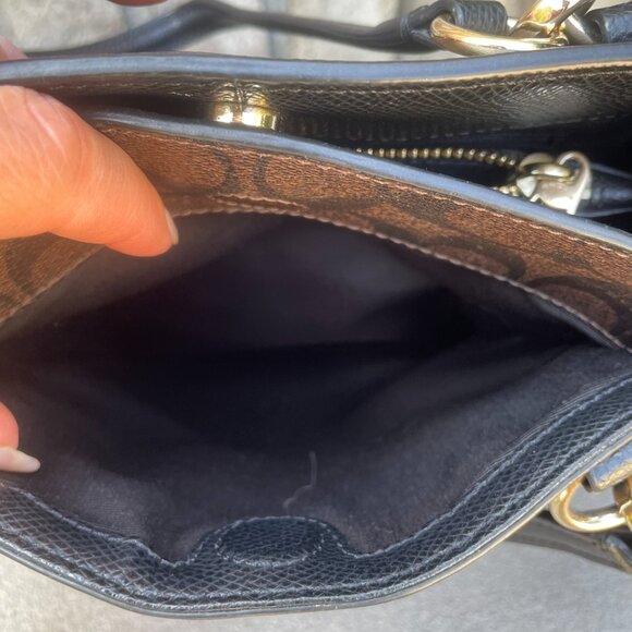 COACH MINETTA SATCHEL CROSSBODY SIGNATURE MONOGRAM WOMEN'S BAG Brown Black - Picture 14 of 16